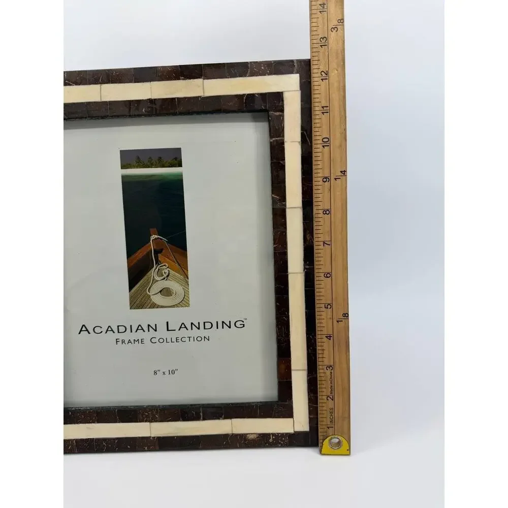 Acadian Landing 8x10 Photo Frame Mosaic Wood Bone Style India 1.68 lb